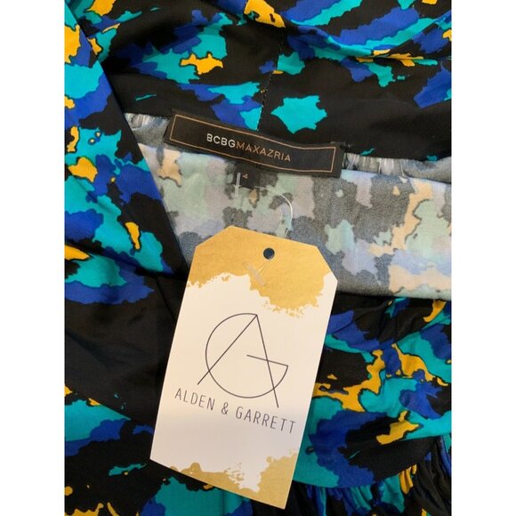 BCBG Max Azria Dress w/ Cowl Splatter Print Top & Black Skirt, Size 4 - Picture 6 of 6